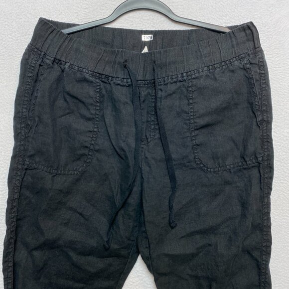 Caslon Jogger Womens MP Black Linen Casual Lounge Drawstring Pants Pockets - Picture 2 of 8